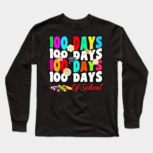 100 Days Of School Crayon Long Sleeve T-Shirt